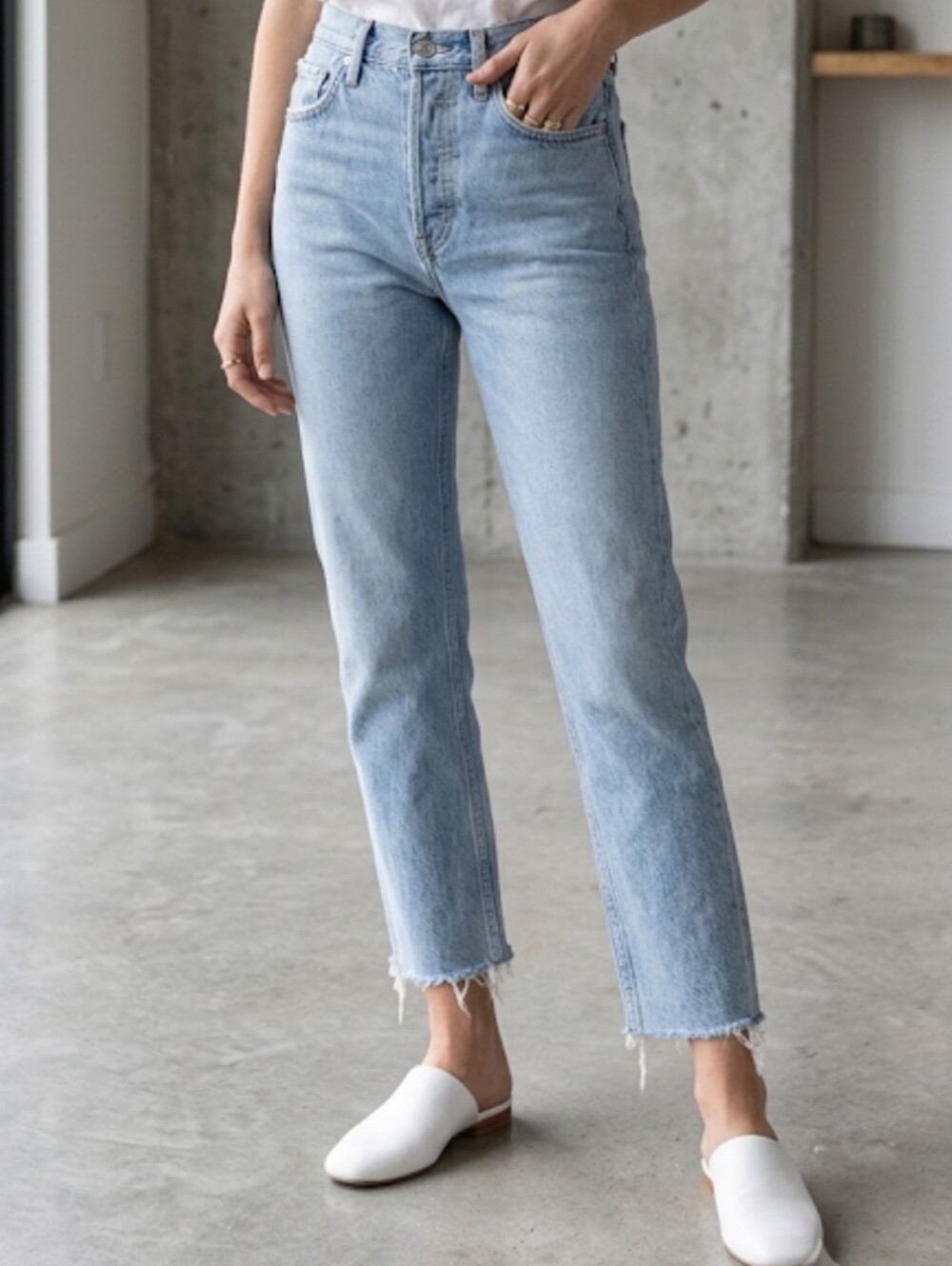 Agolde Women Kye Light Blue Ankle Crop Jeans Sz 24